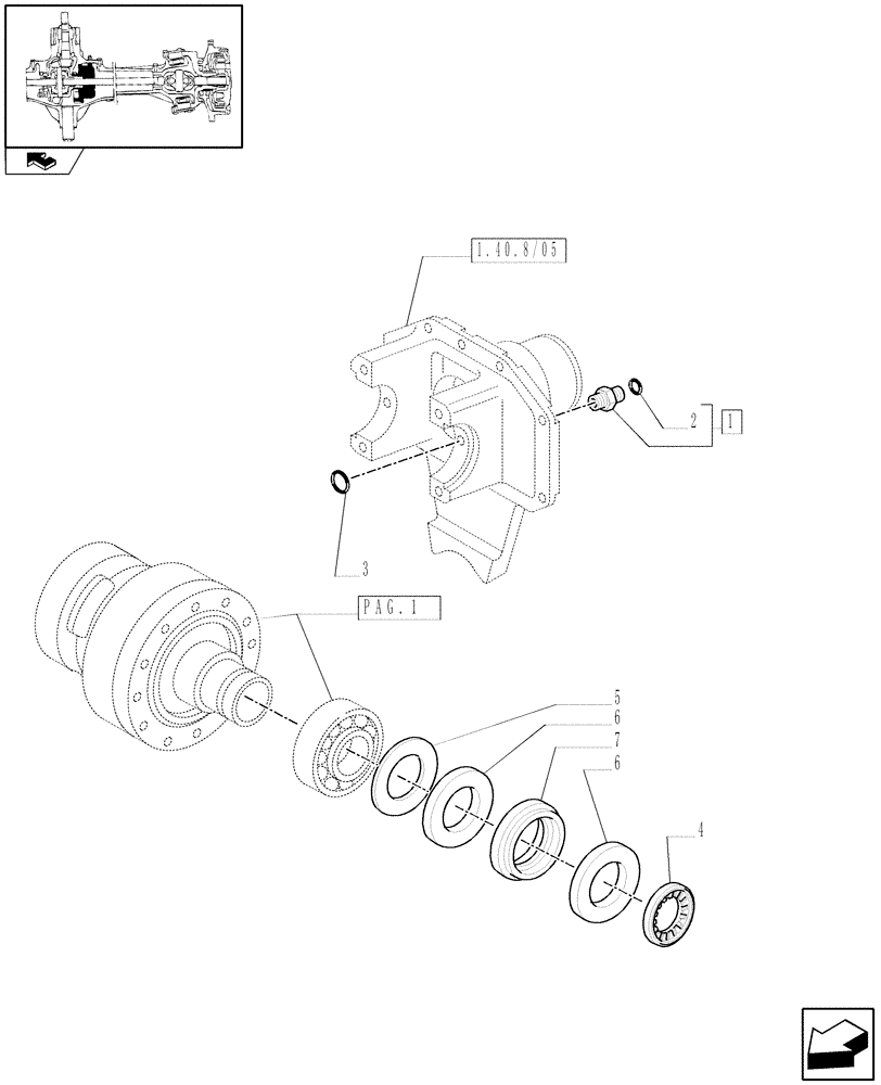 Схема запчастей Case IH PUMA 125 - (1.40. 8/07[02]) - (CL.3) SUSPENDED FRONT AXLE W/MULTI-PLATE DIFF. LOCK AND ST. SENSOR - DIFFERENTIAL - C5954 (VAR.330414) (04) - FRONT AXLE & STEERING