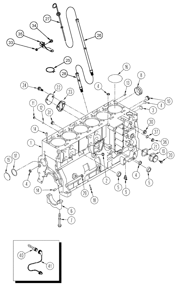 Схема запчастей Case IH SPX4410 - (03-018) - ENGINE - CYLINDER BLOCK (01) - ENGINE