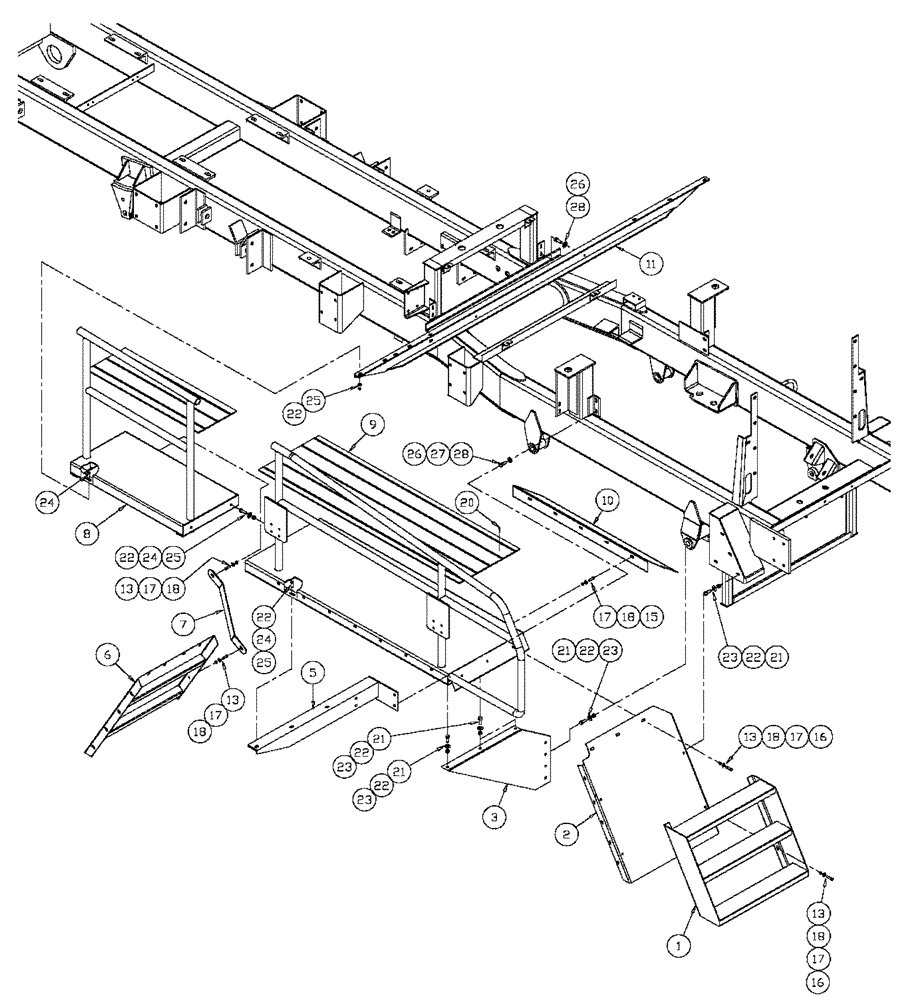 Схема запчастей Case IH 4300 - (04-011) - WALKWAY GROUP - CURB SIDE Frame & Suspension