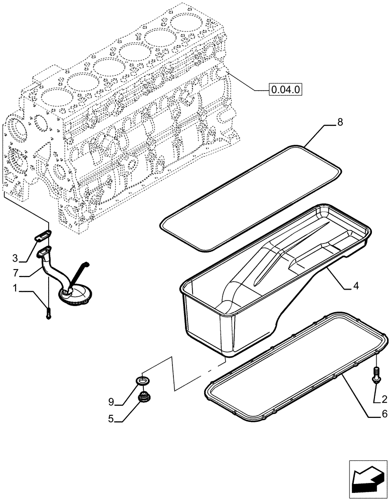 Схема запчастей Case IH P170 - (0.04.2[01]) - ENGINE OIL SUMP (02) - ENGINE