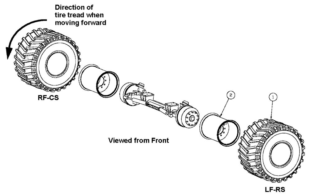 Схема запчастей Case IH 4330 - (05-001[03]) - FRONT TIRE GROUP - 48"/ 54" FIRESTONE RIB-48" Tires