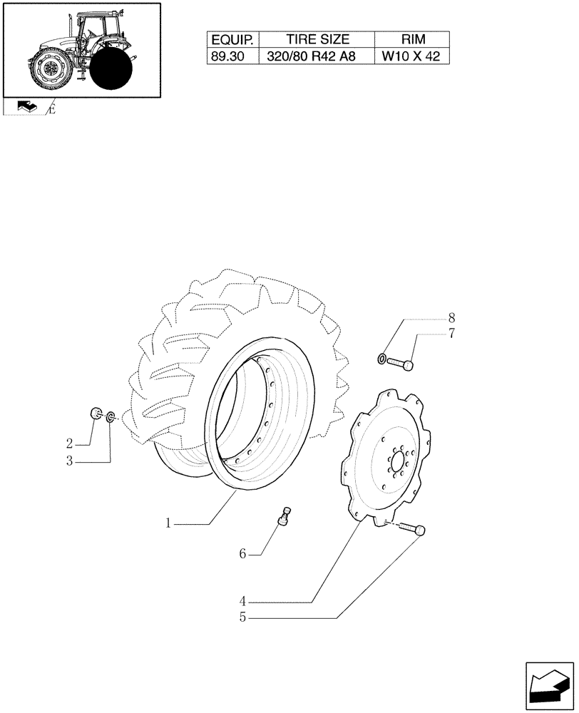 Схема запчастей Case IH FARMALL 95 - (83.00[05]) - DRIVE WHEELS - FOR HIGH CLEARANCE VERSION (11) - WHEELS/TRACKS