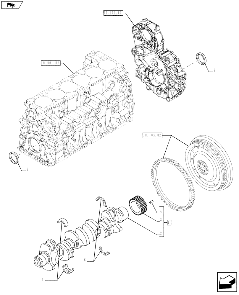 Схема запчастей Case IH F2CFE613R A021 - (10.103.01) - CRANKSHAFT & RELATED PARTS (504134507 - 504128792) (10) - ENGINE