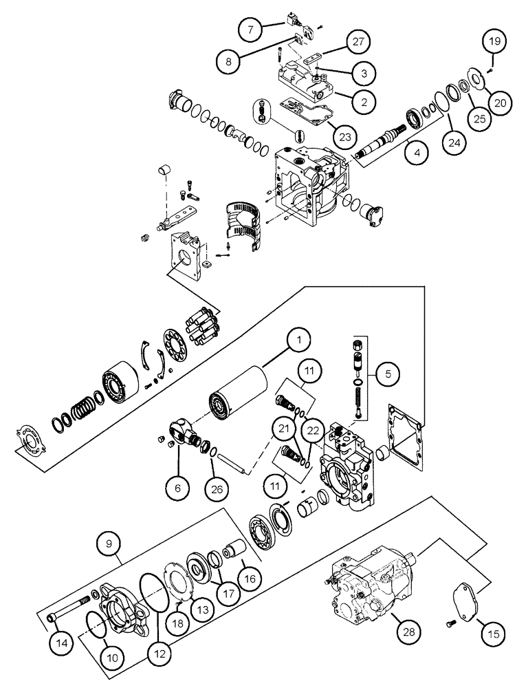 Схема запчастей Case IH 438 - (07-008) - PUMP, 90SER, CW, AUXC-PAD14T Hydraulic Components