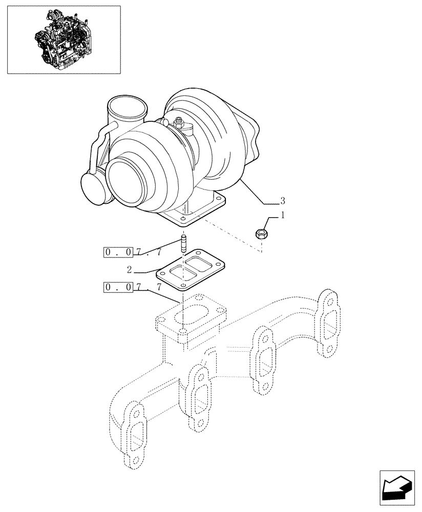 Схема запчастей Case IH MXU100 - (0.24.0) - TURBOCHARGER (01) - ENGINE