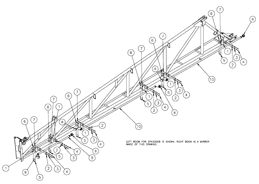 Схема запчастей Case IH SPX3200 - (09-028) - NOZZLE SPACING GRP, 5 & 6 MID, 20" Liquid Plumbing