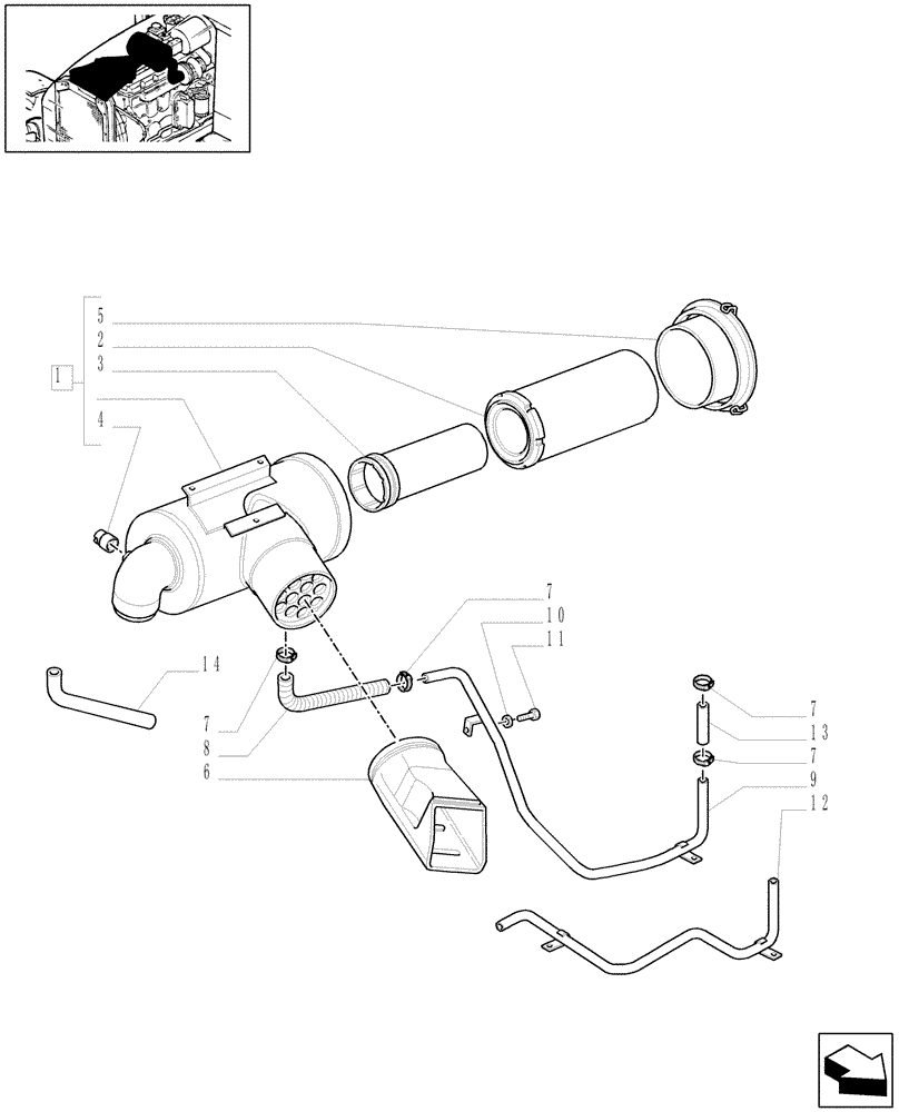 Схема запчастей Case IH MXU110 - (1.19.1/01[01]) - (VAR.197-198) AIRCLEANER W/PRECLEANER (02) - ENGINE EQUIPMENT