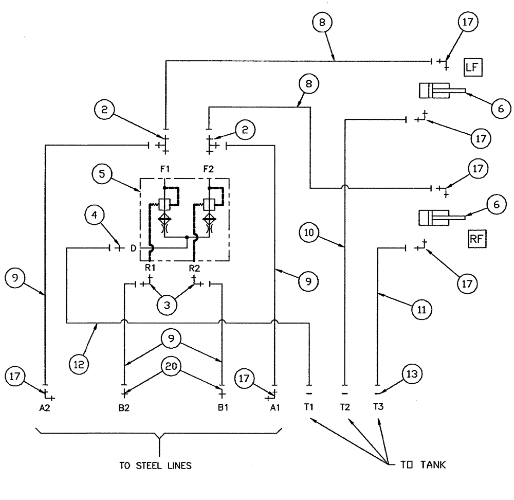 Схема запчастей Case IH SPX4260 - (06-028) - SUSPENSION, ACTIVE HYDRAULIC {3041903} Hydraulic Plumbing