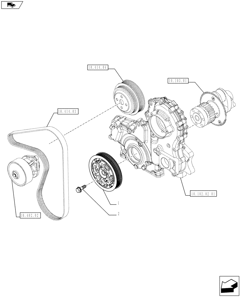 Схема запчастей Case IH F5AE9454J A002 - (10.103.04) - CRANKSHAFT PULLEY (10) - ENGINE