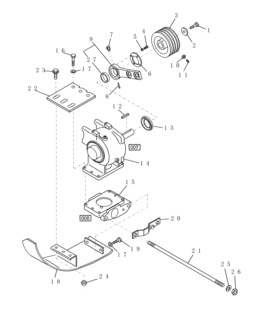 Схема запчастей Case IH MDX91 - (006) - SKID SHOE, MODULE & GEARBOX MOUNT (58) - ATTACHMENTS/HEADERS