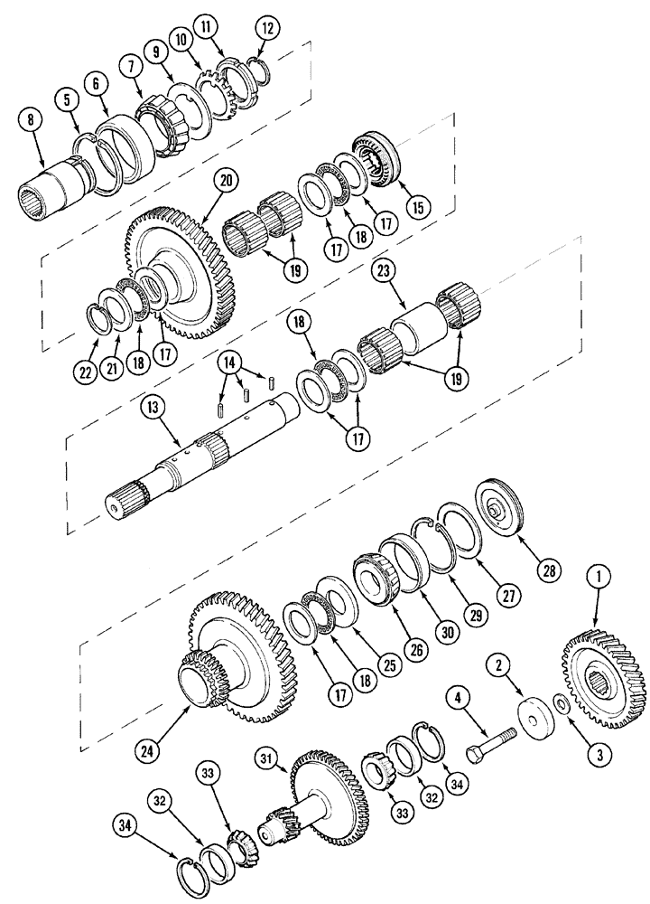 Схема запчастей Case IH MX90C - (06-05) - TRANSMISSION MAIN SHAFT, CREEP SPEED, A: -JJE1053461, B: JJE1053462- (06) - POWER TRAIN