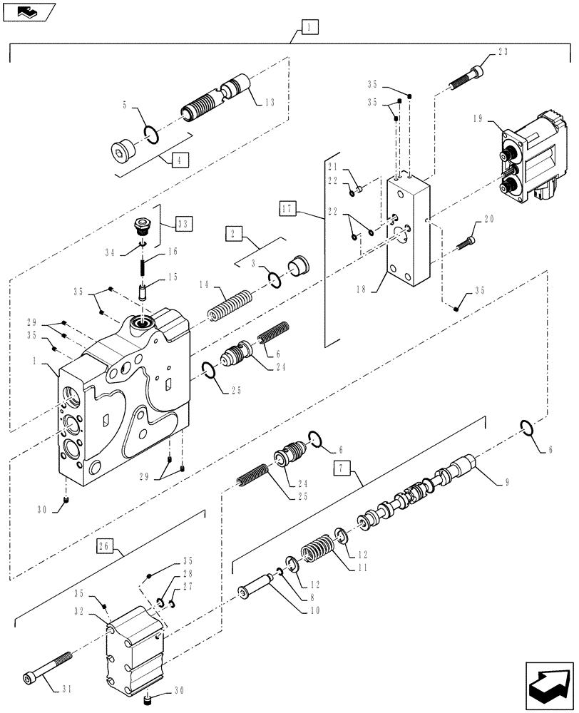 Схема запчастей Case IH MAGNUM 210 - (35.204.01) - REMOTE HYDRAULIC CONTROL VALVE (35) - HYDRAULIC SYSTEMS