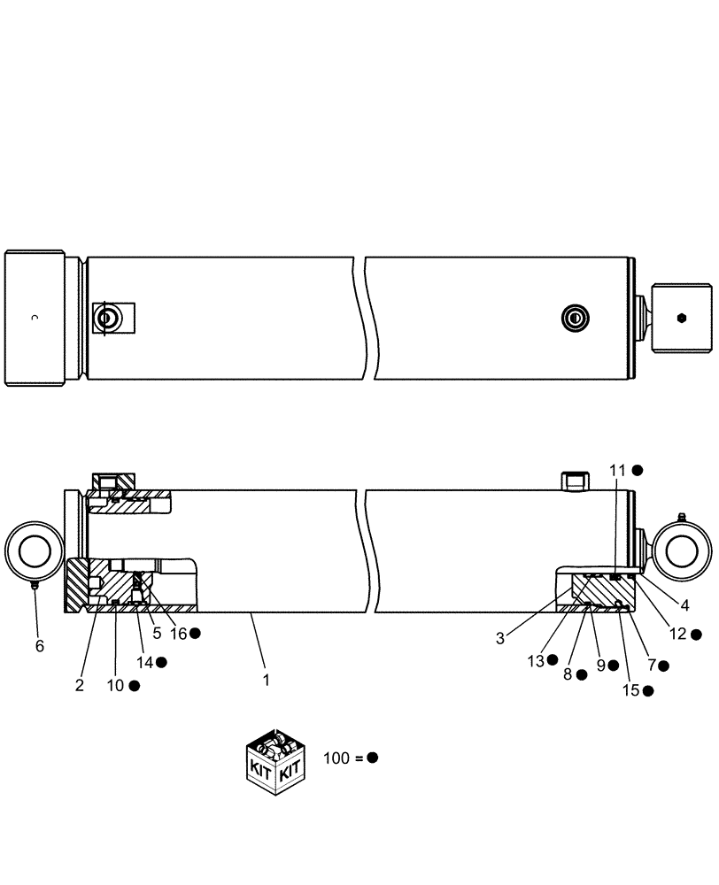 Схема запчастей Case IH 1260 - (35.116.08[02]) - HYDRAULIC CYLINDER 84174440 - 4 1/2" X 18" PHASE AFTER 02/2010 (35) - HYDRAULIC SYSTEMS