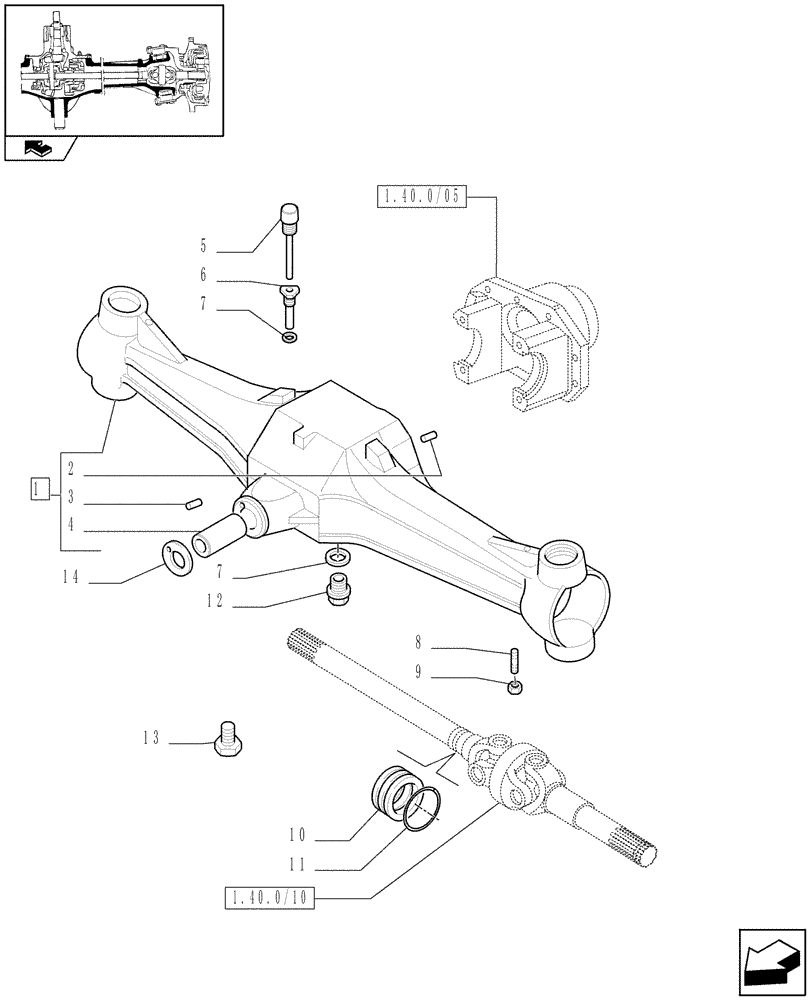 Схема запчастей Case IH FARMALL 90 - (1.40.0/01) - 4WD FRONT AXLE - BOX (04) - FRONT AXLE & STEERING