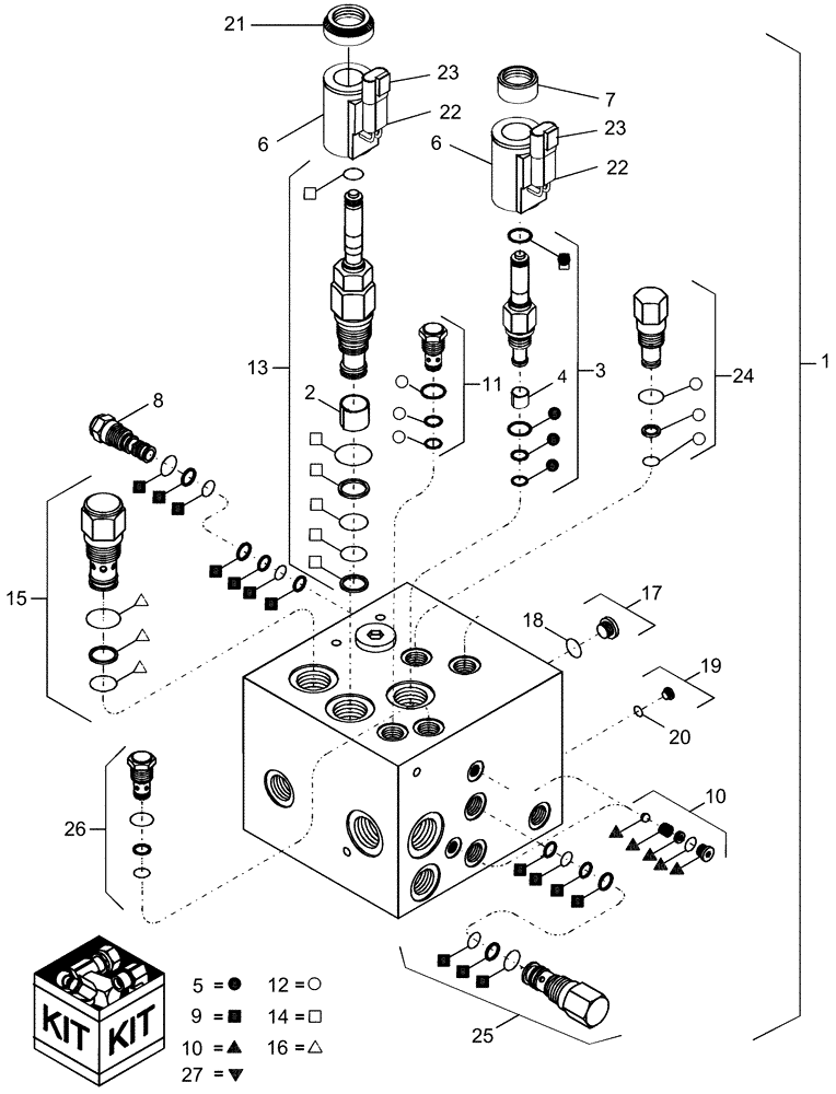 Схема запчастей Case IH 1250 - (35.138.12) - HYDRAULICS - VALVE ASSEMBLY, MULTI-VALVE DIRECT DRIVE 87575905 - 24 ROW (35) - HYDRAULIC SYSTEMS