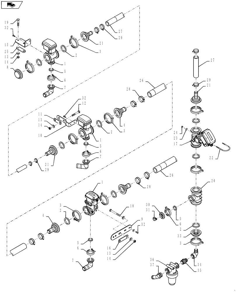 Схема запчастей Case IH 3330 - (75.120.68) - BOOM VALVE PLUMBING, 7 SECTION, LOW FLOW, 120 BOOM (75) - SOIL PREPARATION