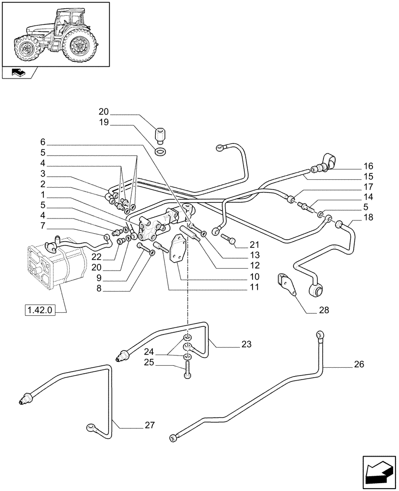 Схема запчастей Case IH FARMALL 90 - (1.82.713) - TRAILER BRAKE VALVE (FRANCE) (VAR.335370-336370-337370-338370-339370-743516) (07) - HYDRAULIC SYSTEM