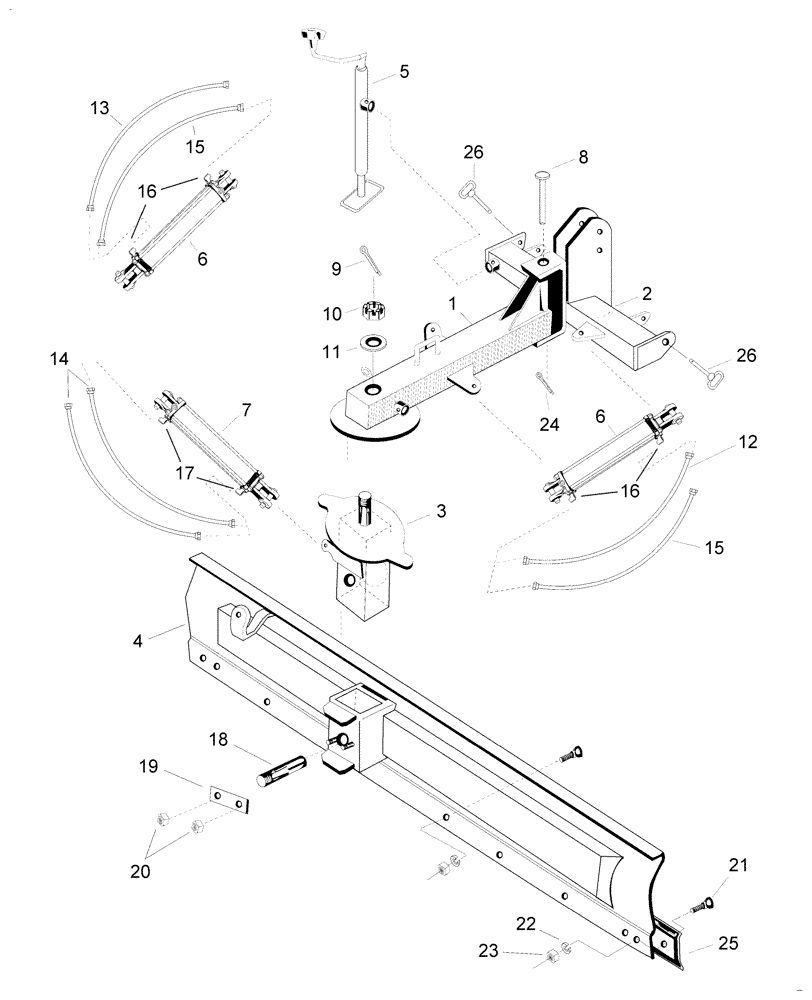 Схема запчастей Case IH WORK EZ 96SI - (004) - HEAVY DUTY PLUS 3 WAY INDUSTRIAL REAR BLADE - MAIN ASSEMBLY 