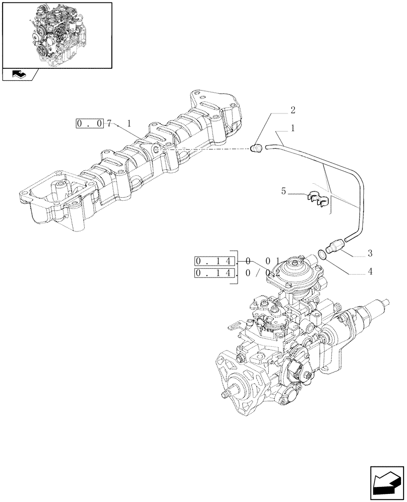 Схема запчастей Case IH FARMALL 75N - (0.14.6) - INJECTION EQUIPMENT - PIPING (01) - ENGINE