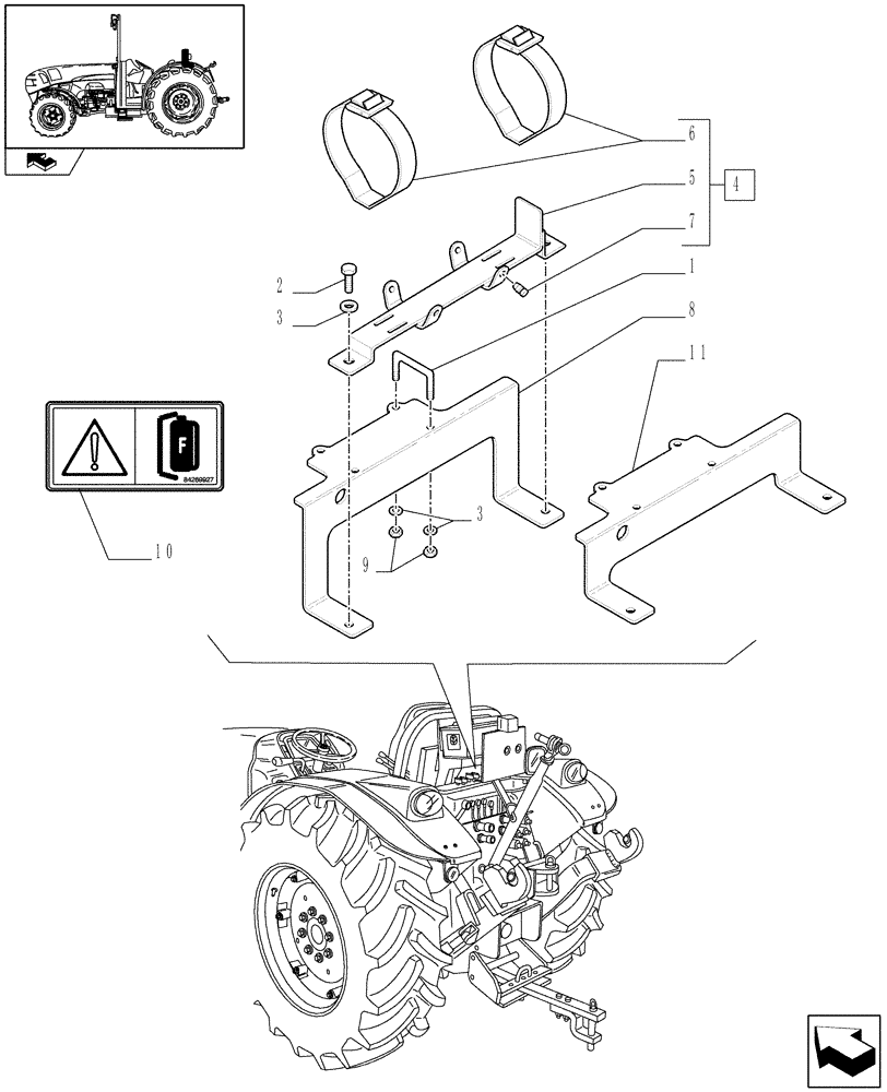 Схема запчастей Case IH FARMALL 85N - (1.90.7[02]) - FIRE EXTINGUISHER SUPPORT - L/CAB - D6646 (10) - OPERATORS PLATFORM/CAB