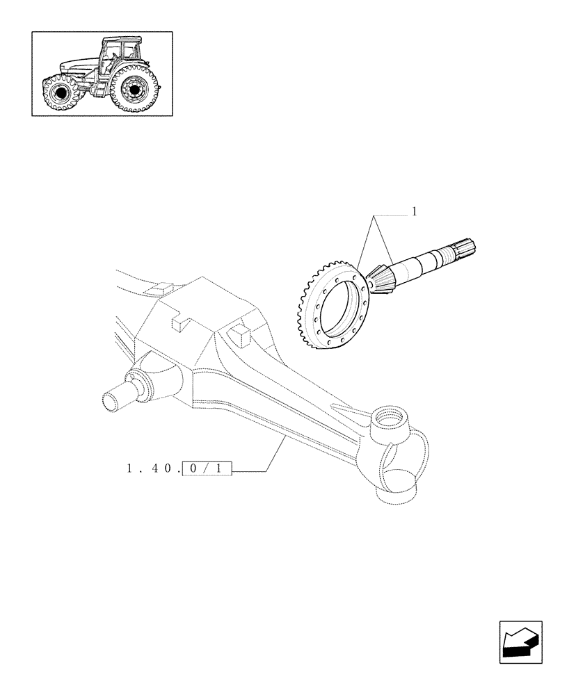 Схема запчастей Case IH JX90U - (1.40.0/66) - (VAR.322) HIGH SPEED RING GEAR AND PINION - 4WD - FRONT BEVEL GEAR PAIR (04) - FRONT AXLE & STEERING