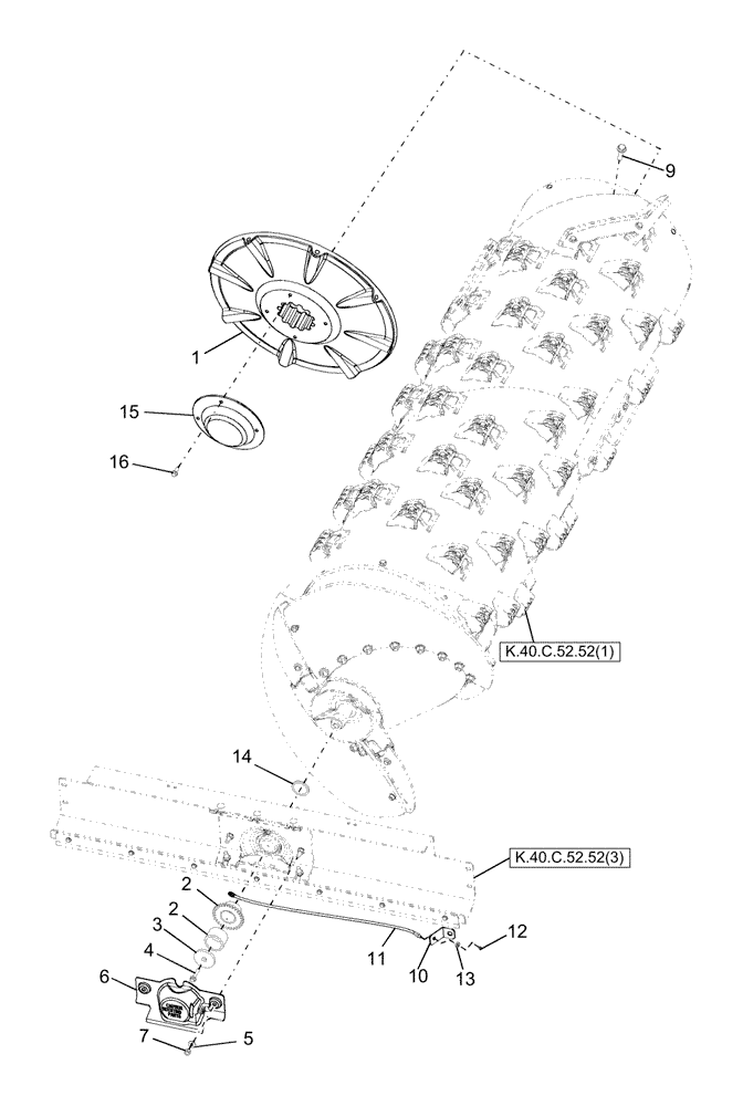 Схема запчастей Case IH AFX8010 - (K.40.C.52.52[2]) - BEARING SUPPORT, ROTOR K - Crop Processing