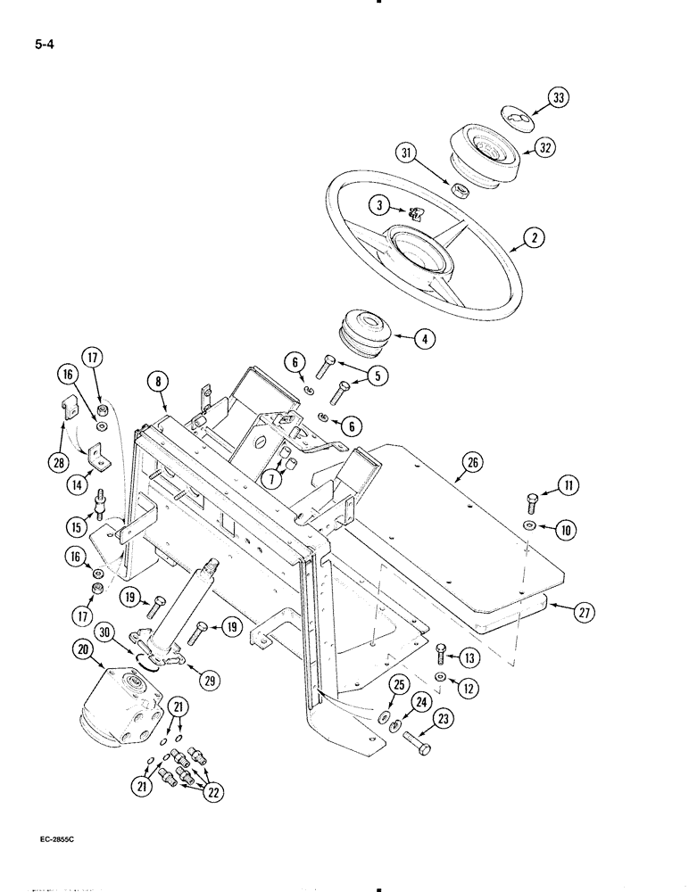 Схема запчастей Case IH 695 - (5-04) - STEERING WHEEL, SUPPORT AND VALVE, TRACTOR WITH CAB (05) - STEERING