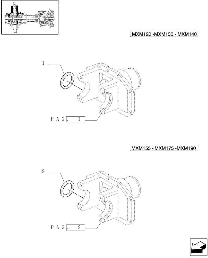 Схема запчастей Case IH MXM155 - (1.40.0/05[03]) - 4WD FRONT AXLE - SUPPORT (04) - FRONT AXLE & STEERING