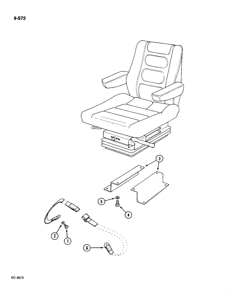 Схема запчастей Case IH 585 - (9-572) - SEAT, DELUXE SUSPENSION, WITH CAB, WITH FORE AND AFT AND HEIGHT ADJUSTMENT, BOSTROM 156108, CONTD (09) - CHASSIS/ATTACHMENTS