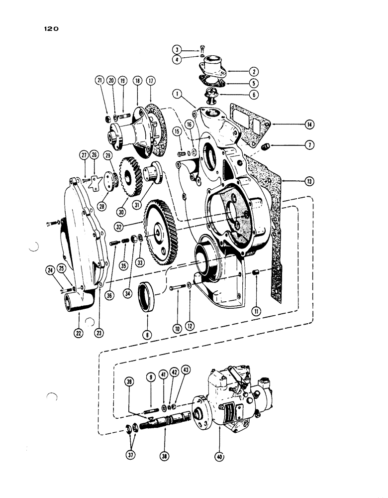 Схема запчастей Case IH 530 - (120) - FUEL INJECTION PUMP DRIVE, PRIOR TO S/N 8262800, 430 AND 530 MODELS, 188 DIESEL ENGINE (02) - ENGINE