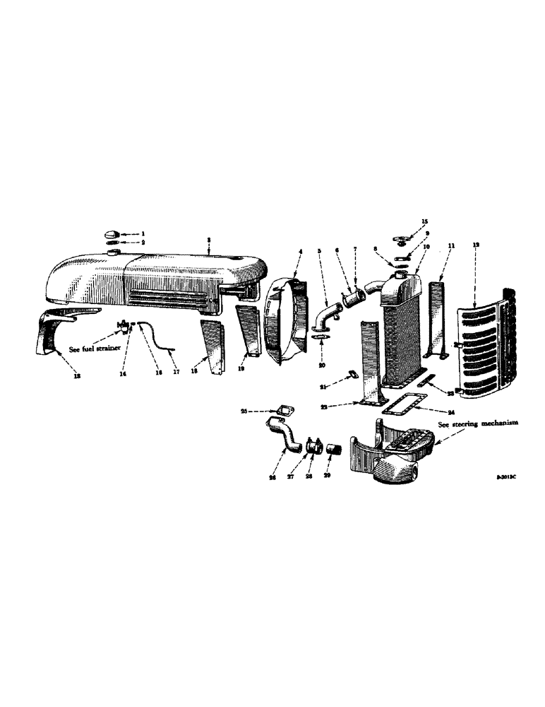 Схема запчастей Case IH INTERNATIONAL - (13-01) - SUPERSTRUCTURE, HOOD & FUEL TANK, SUPPORT, RADIATOR, GRILLE & CONNECTIONS (05) - SUPERSTRUCTURE