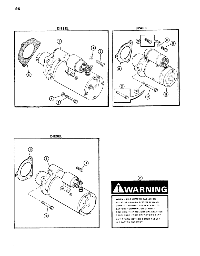 Схема запчастей Case IH 870 - (096) - STARTER MOUNTING, (336B) DIESEL ENGINE (04) - ELECTRICAL SYSTEMS