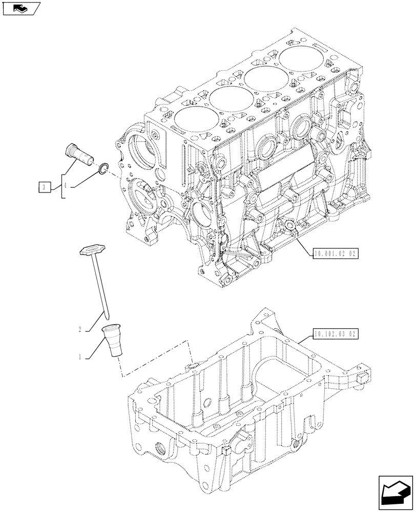 Схема запчастей Case IH FARMALL 75A - (10.304.02[02]) - ENGINE OIL DIPSTICK (10) - ENGINE