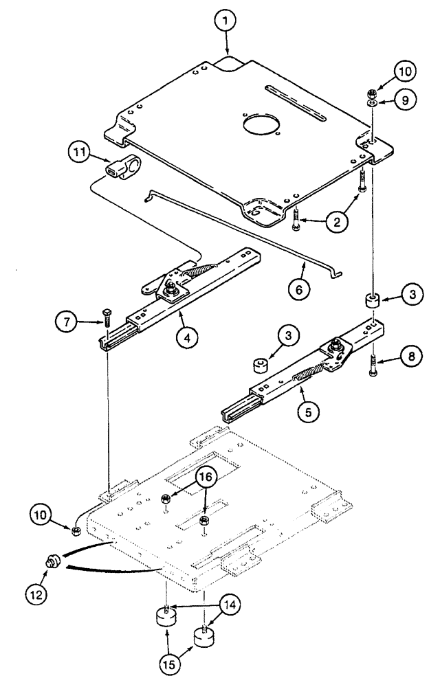 Схема запчастей Case IH 7230 - (9-066) - STANDARD AIR SUSPENSION SEAT, MOUNTING PLATE AND SLIDES, TRACTOR PIN JJA0061559 AND AFTER (09) - CHASSIS/ATTACHMENTS