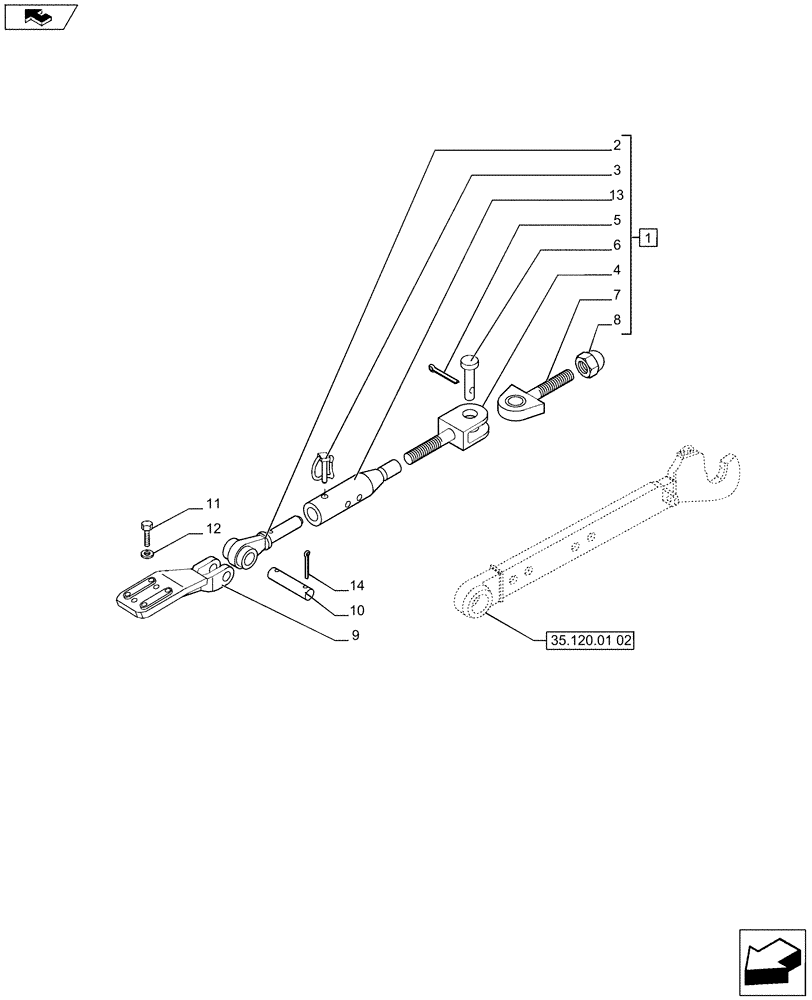 Схема запчастей Case IH PUMA 170 - (35.120.02[01]) - LATERAL STABILIZERS (35) - HYDRAULIC SYSTEMS