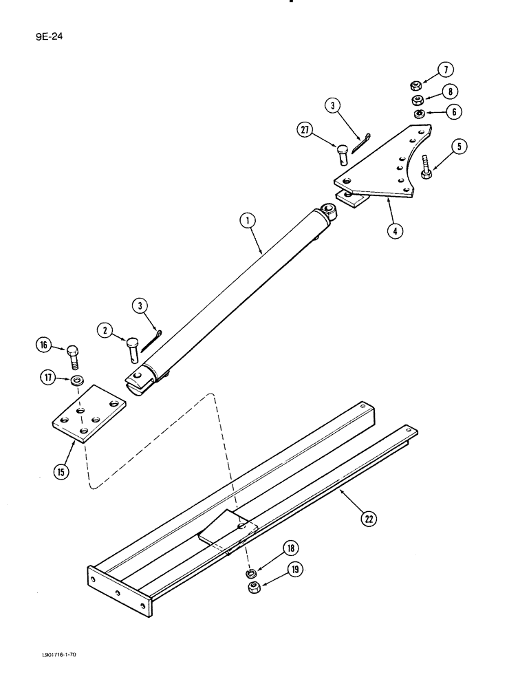 Схема запчастей Case IH 1620 - (9E-24) - UNLOADER SWING CYLINDER SUPPORTS (17) - GRAIN TANK & UNLOADER