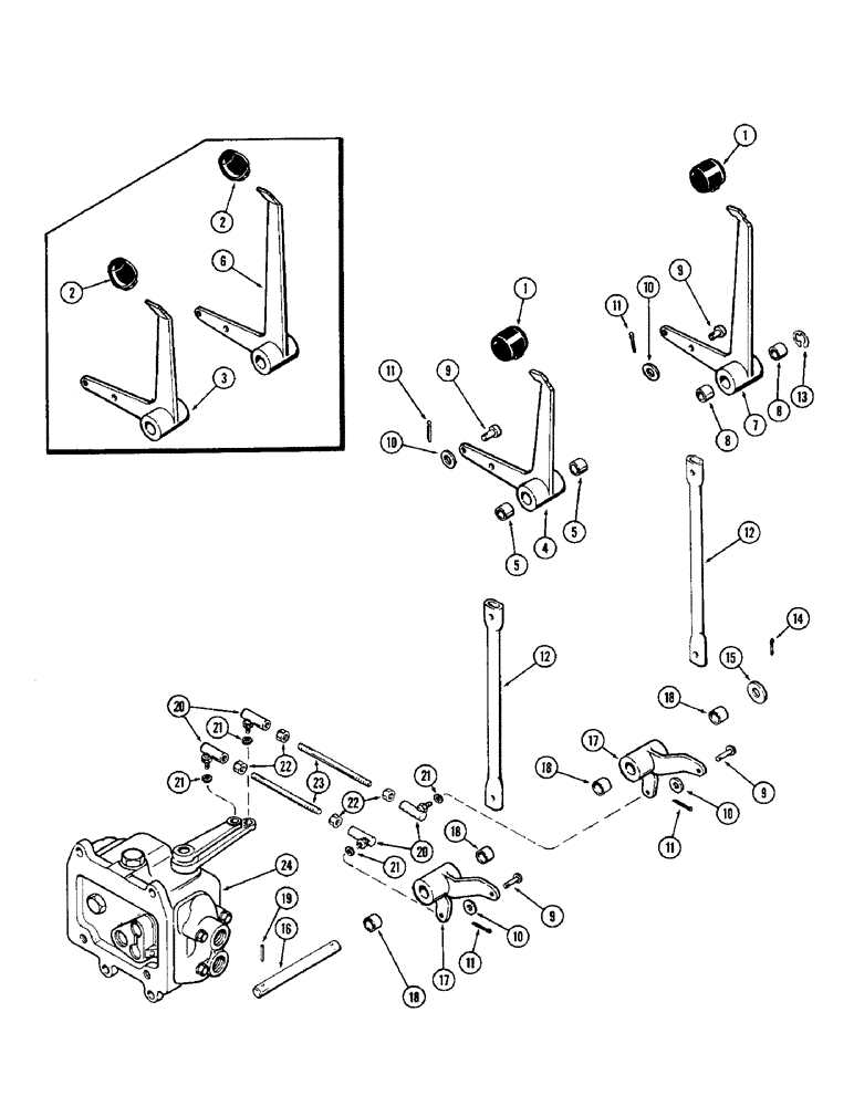 Схема запчастей Case IH 1370 - (314) - LEFT HAND REMOTE HYDRAULIC CONTROLS, FIRST USED P.I.N. 8736001 (08) - HYDRAULICS