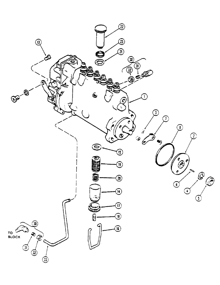 Схема запчастей Case IH 1175 - (049C) - (451B) TURBO DIESEL ENGINE, FUEL INJECTION PUMP, WITH LUBE LINE ON OUTSIDE OF PUMP (03) - FUEL SYSTEM