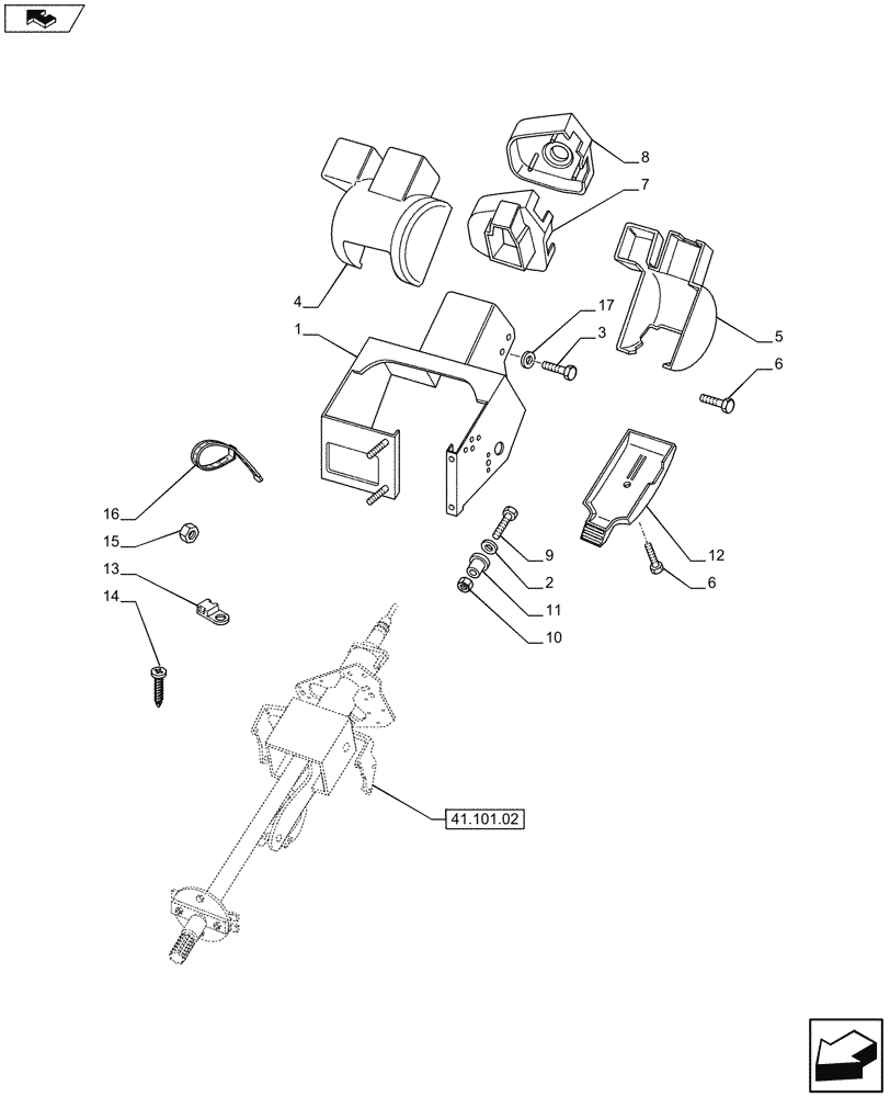 Схема запчастей Case IH PUMA 145 - (41.101.03) - COVERING SUPPORT - STEERING COLUMN (41) - STEERING