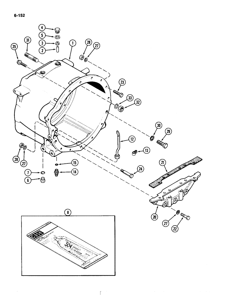 Схема запчастей Case IH 4490 - (6-152) - CLUTCH HOUSING (06) - POWER TRAIN