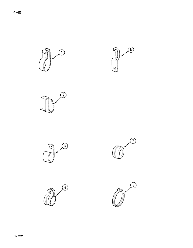 Схема запчастей Case IH 495 - (4-040) - CABLE CLIPS, STRAPS AND GROMMETS (04) - ELECTRICAL SYSTEMS