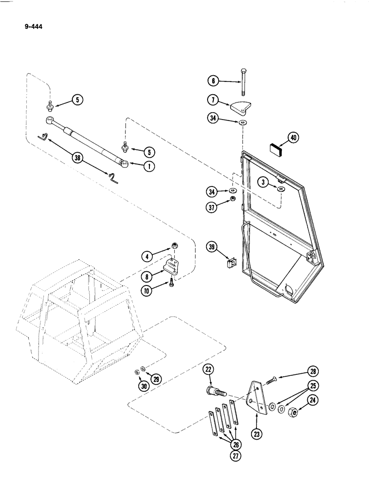 Схема запчастей Case IH 4494 - (9-444) - CAB, DOOR RETAINING PARTS (09) - CHASSIS/ATTACHMENTS