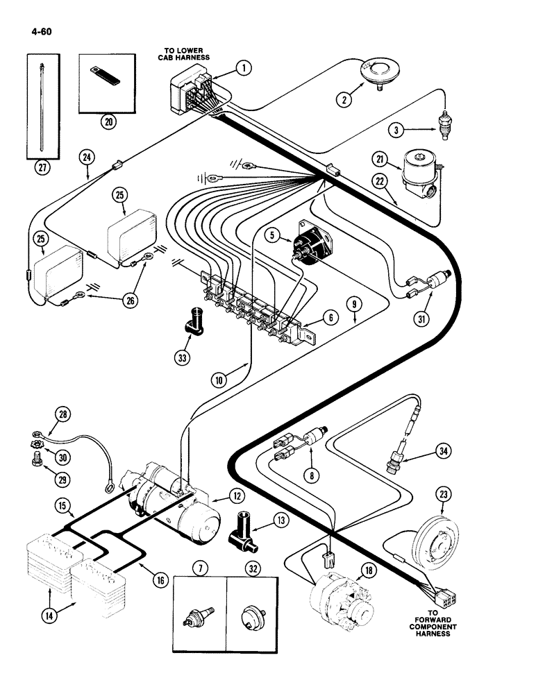 Схема запчастей Case IH 2094 - (4-060) - ENGINE HARNESS (04) - ELECTRICAL SYSTEMS