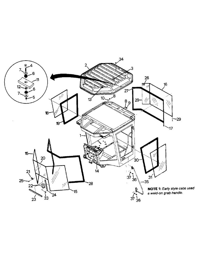 Схема запчастей Case IH 9110 - (01-01) - DELUXE CAB AND WINDOWS (10) - CAB