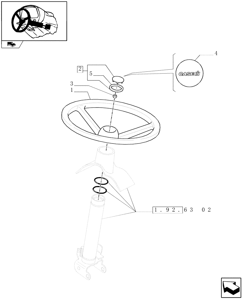 Схема запчастей Case IH FARMALL 60 - (1.92.63[01]) - STEERING WHEEL (10) - OPERATORS PLATFORM/CAB