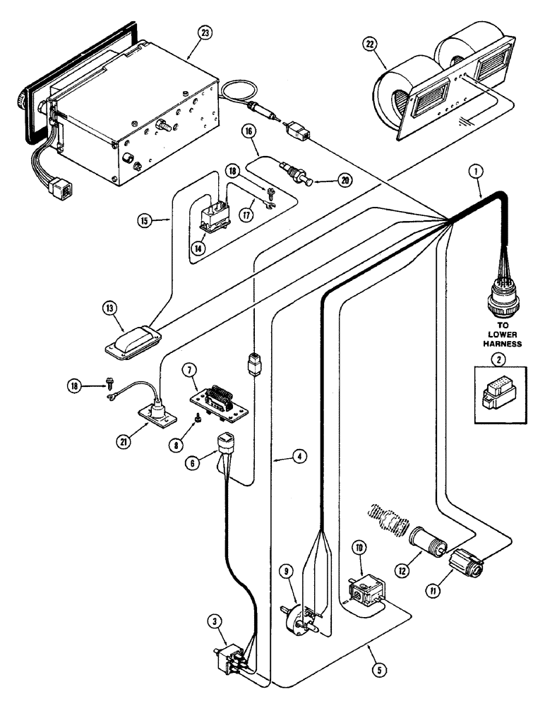 Схема запчастей Case IH 2590 - (4-100) - CAB HEADLINER WIRING HARNESS, CAB SERIAL NUMBER 12013067 THROUGH 12050250 (04) - ELECTRICAL SYSTEMS