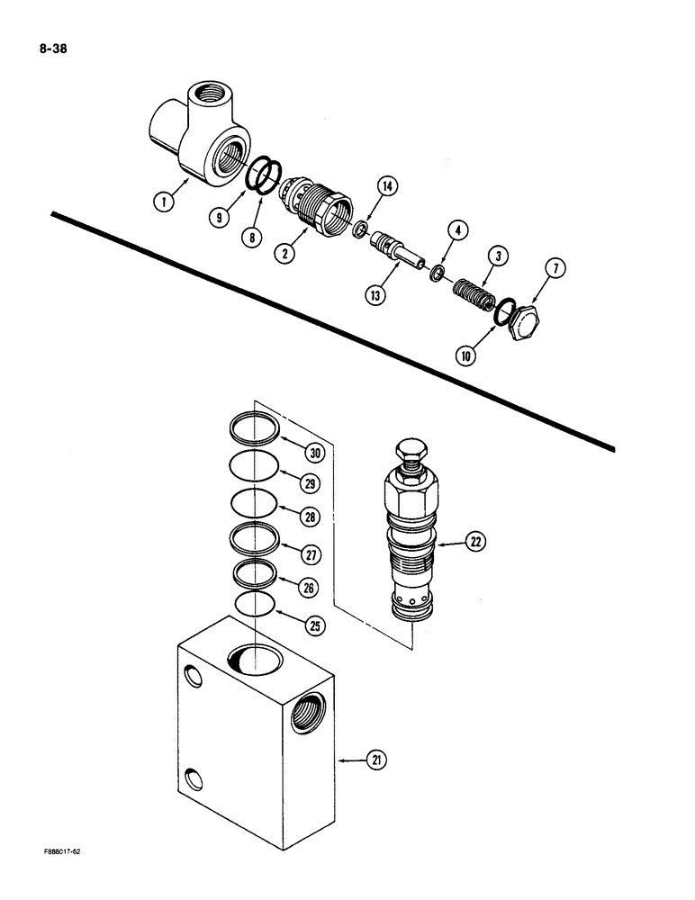 Схема запчастей Case IH 9180 - (8-38) - HYDRAULIC RELIEF VALVE (08) - HYDRAULICS