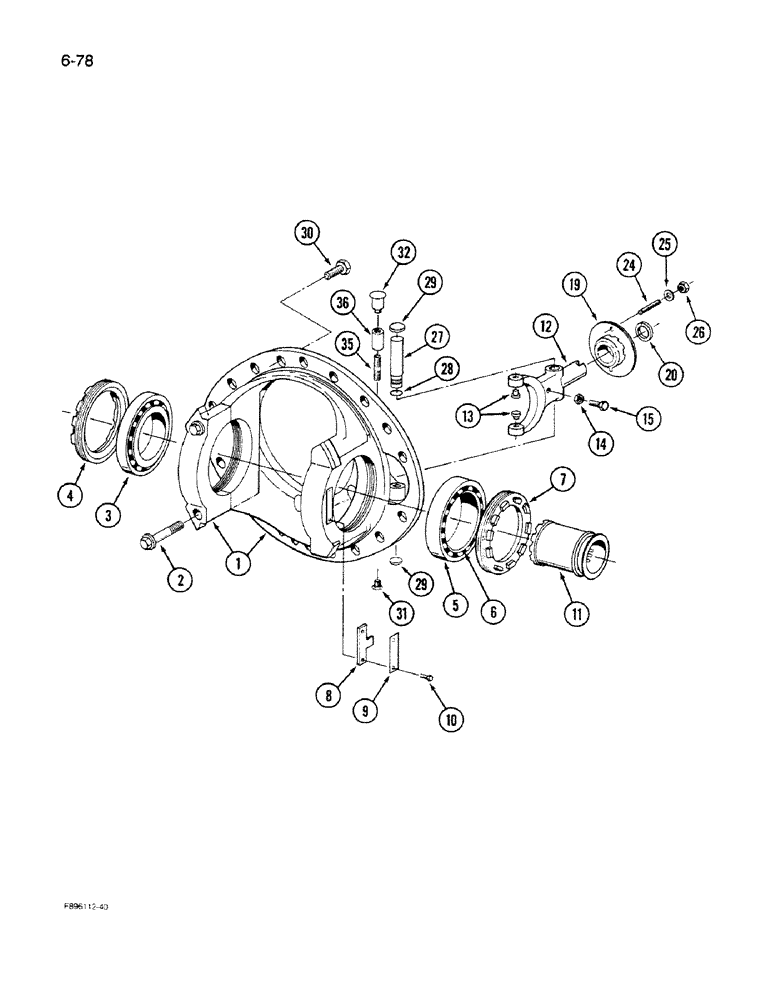 Схема запчастей Case IH 9280 - (6-78) - AXLE ASSEMBLY, DIFFERENTIAL HOUSING, K598.85/95 SERIES (06) - POWER TRAIN