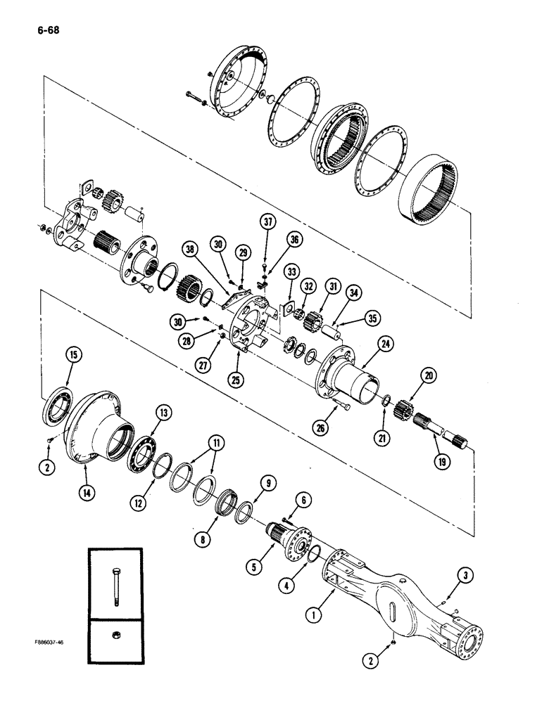 Схема запчастей Case IH 9150 - (6-068) - AXLE ASSEMBLY, HOUSING AND WHEEL END, K598.60/70 SERIES (06) - POWER TRAIN