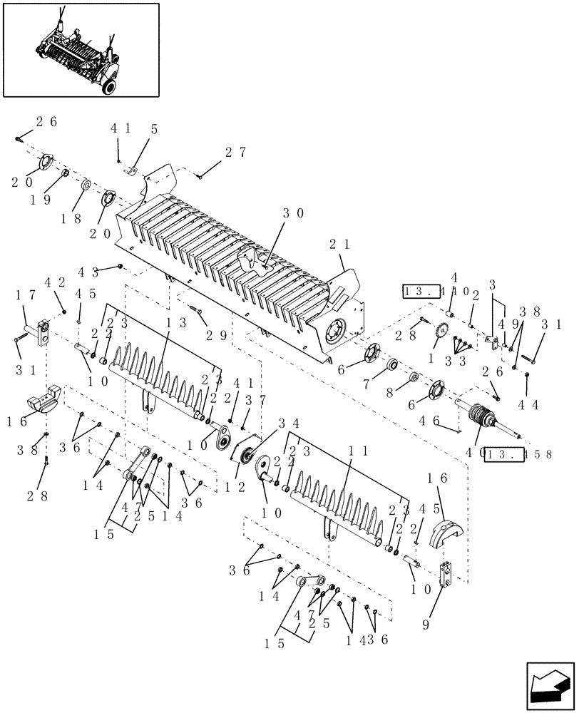 Схема запчастей Case IH RBX563 - (13.530[2]) - STUFFER FEEDER, 2 SEGMENT, P.I.N. Y6N017252 & AFTER (13) - FEEDER